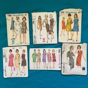 Lot of 6 Vintage 60s Sewing Patterns Size 12 Bust 32